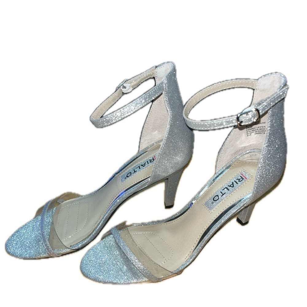 RIALTO Women's Revere Silver Glitter Dress Sandals US 8.5M